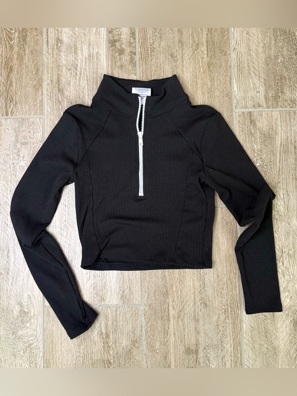 Tiger Friday Black Ribbed Half-Zip Pullover Top CXL